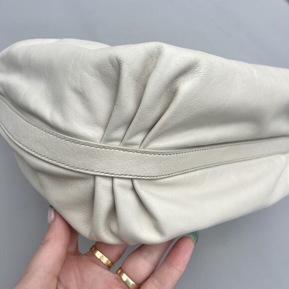 Prada Tessuto Hobo Shoulder Bag Embossed Logo White Leather - Picture 3 of 16